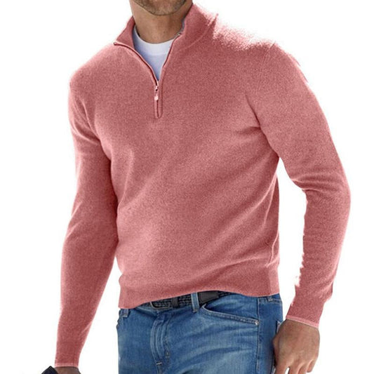 Men's Solid Color Zip Pullover Sweater 80501121X