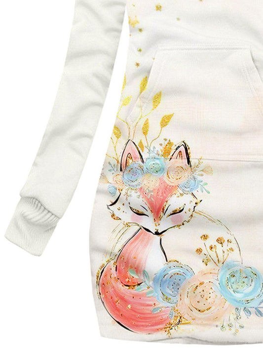 Women's Fox Art Print Casual Sweatshirt