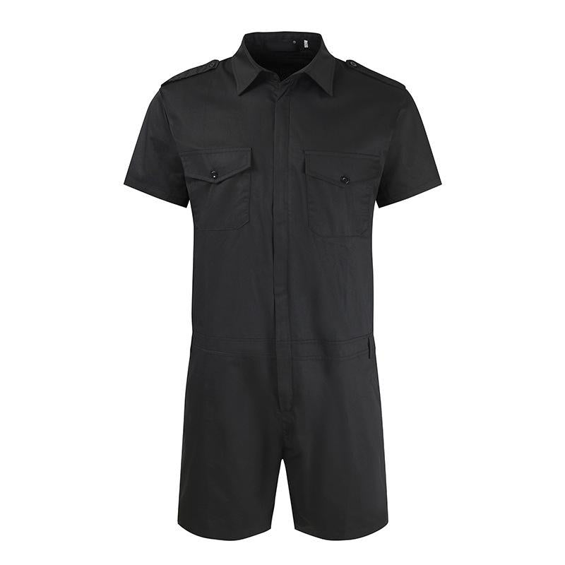 Men's Casual Zipper Short -Sleeved Jumpsuit 43179373Y