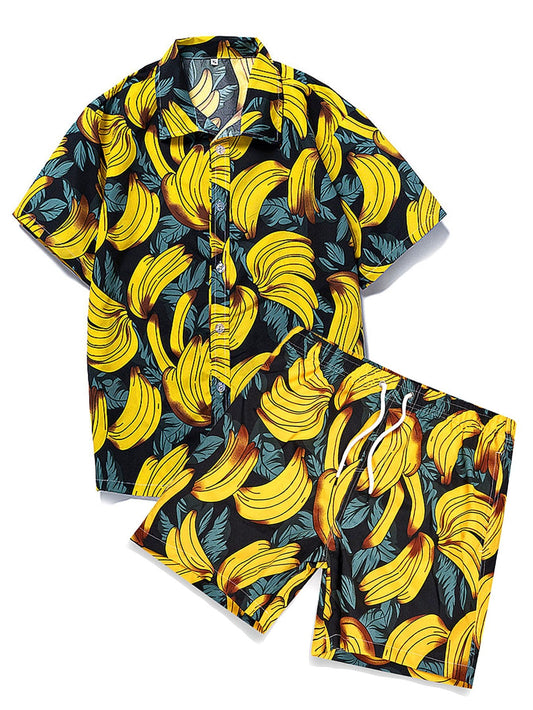 Banana Print Shirt & Banana Print Swim Shorts