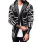 Men's Mid Length Vintage Geometric Jacquard Knit Cardigan 69103807M