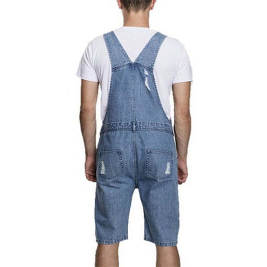 Men's Vintage Ripped Denim Shorts Overalls 90143883M