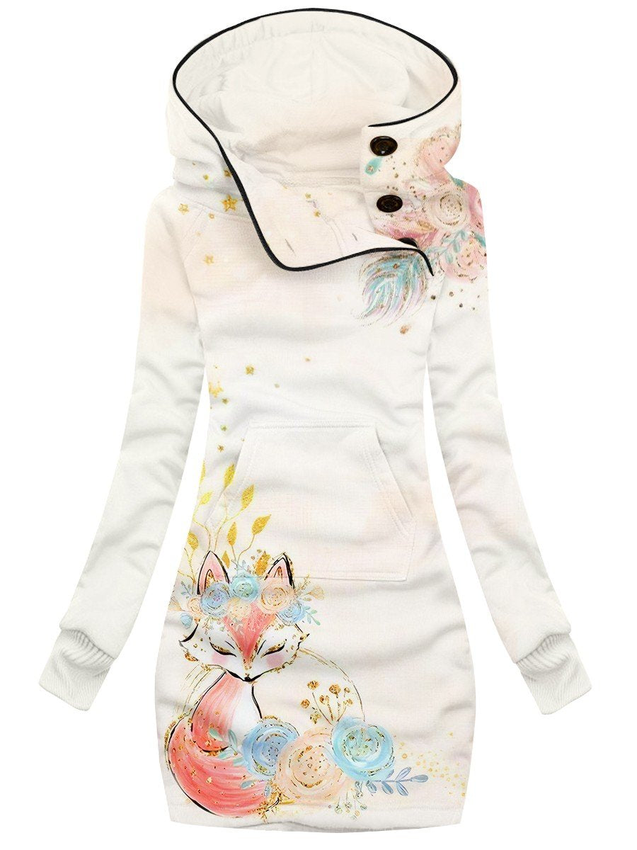 Women's Fox Art Print Casual Sweatshirt