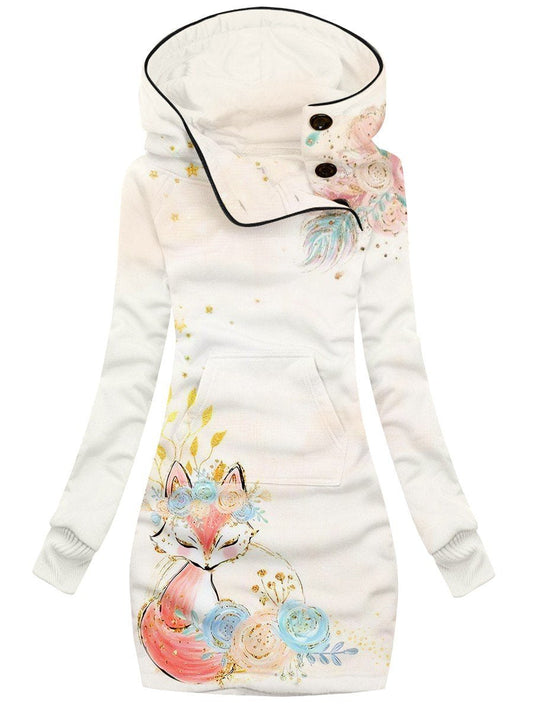 Women's Fox Art Print Casual Sweatshirt