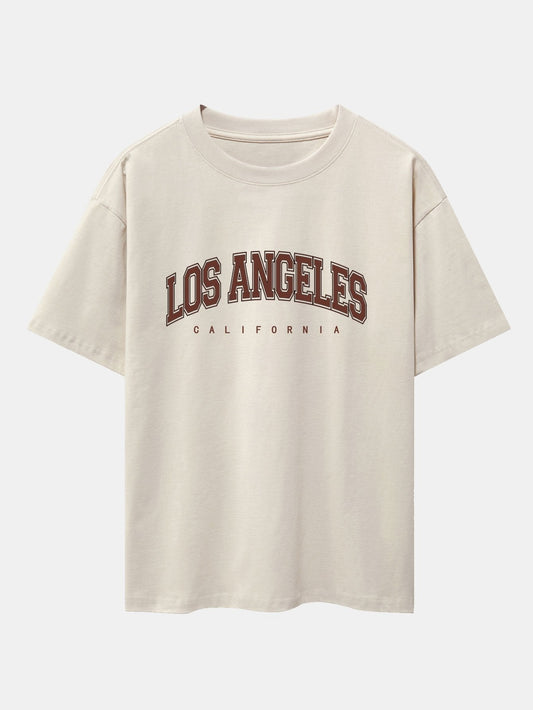 Los Angeles Print Heavy Weight Oversize T-Shirt & Corduroy Shorts