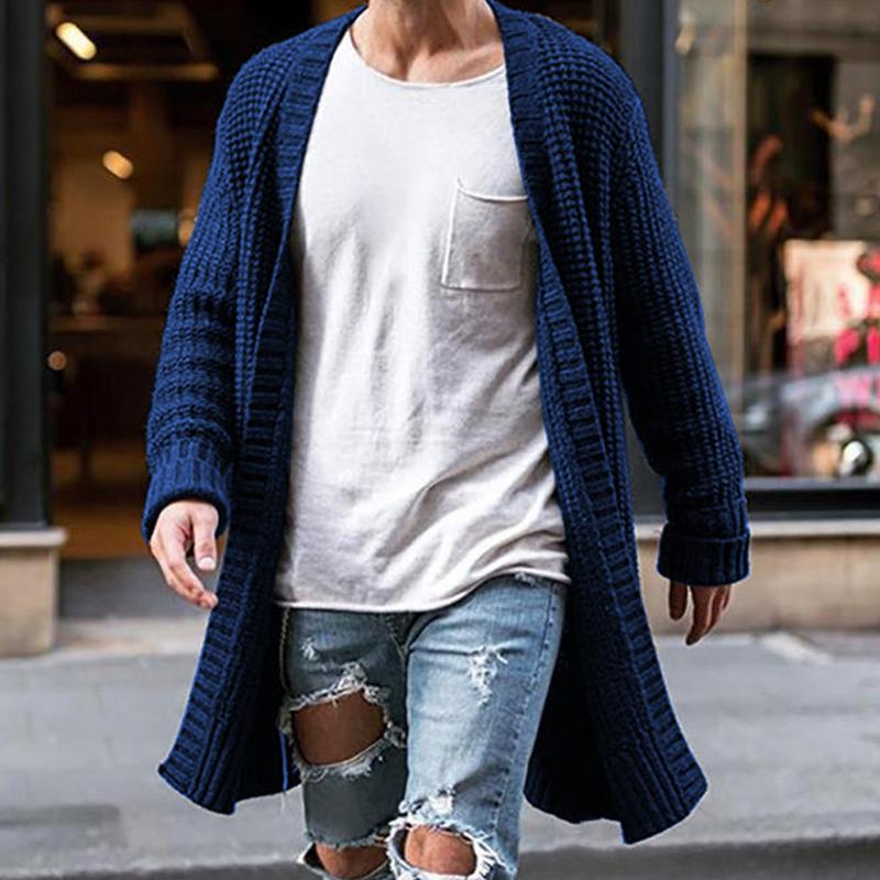 Men's Solid Color Loose Knit Cardigan Jacket 86761258X