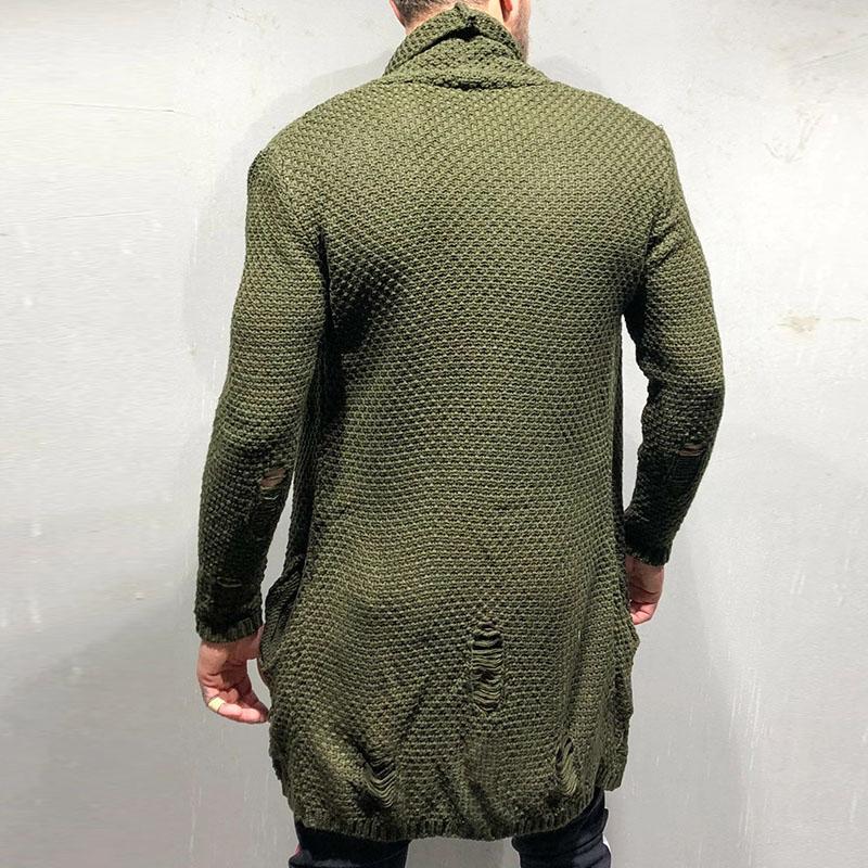 Men's Casual Ripped Long Knit Cardigan 68275311M