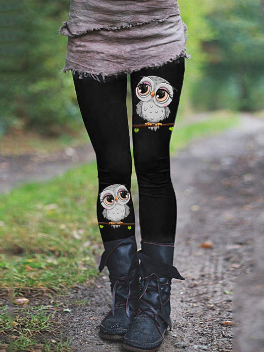 Women's Owl Print Thermal Leggings