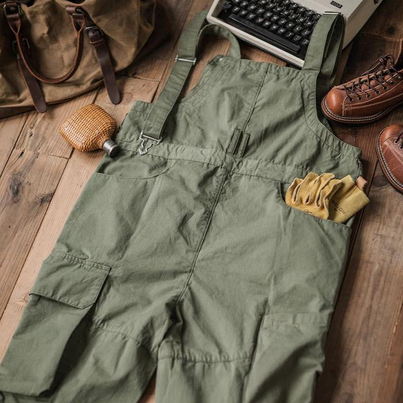 Men's Vintage Loose Outdoor Multi-Pocket Cargo Overalls 84694709Y
