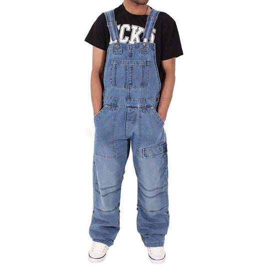 Men's Loose Denim Multi-Pocket Cargo Overalls 50540101Y