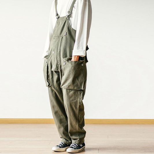 Men's Loose Solid Color Cargo Jumpsuits 54598527Y