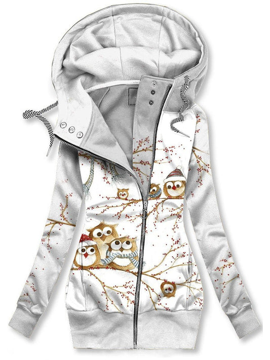 Women's Winter Vintage Owl Print Casual Sweatshirt