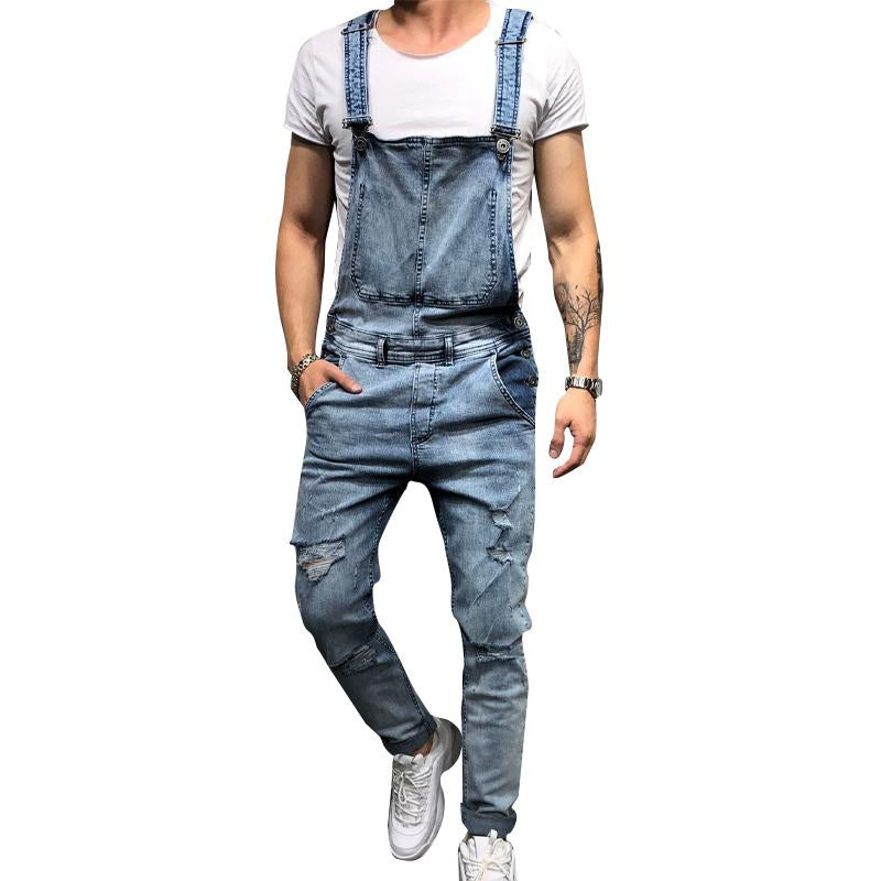 Men's Casual Ripped Denim Jumpsuit 71368667Y