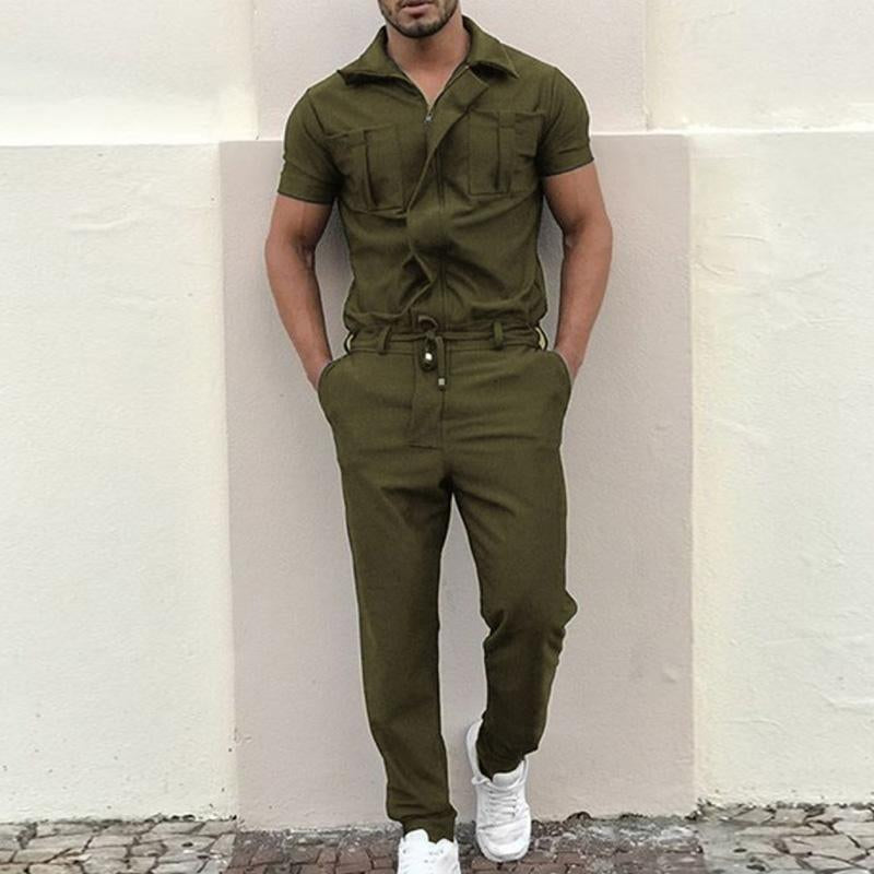 Men's Casual Loose Short-sleeved Trousers Cargo Overalls 87687291M