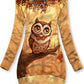Women's Vintage Owl Art Print Casual Sweatshirt