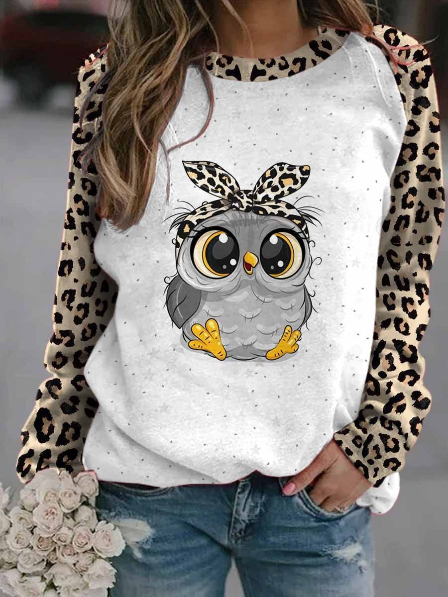 Women's Owl Print Casual Sweatshirt