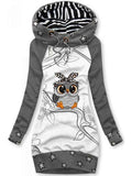 Women's Owl Art Print Sweatjacke