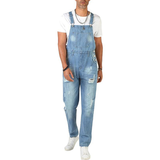 Men's Vintage Ripped Denim Overalls 13051552Y