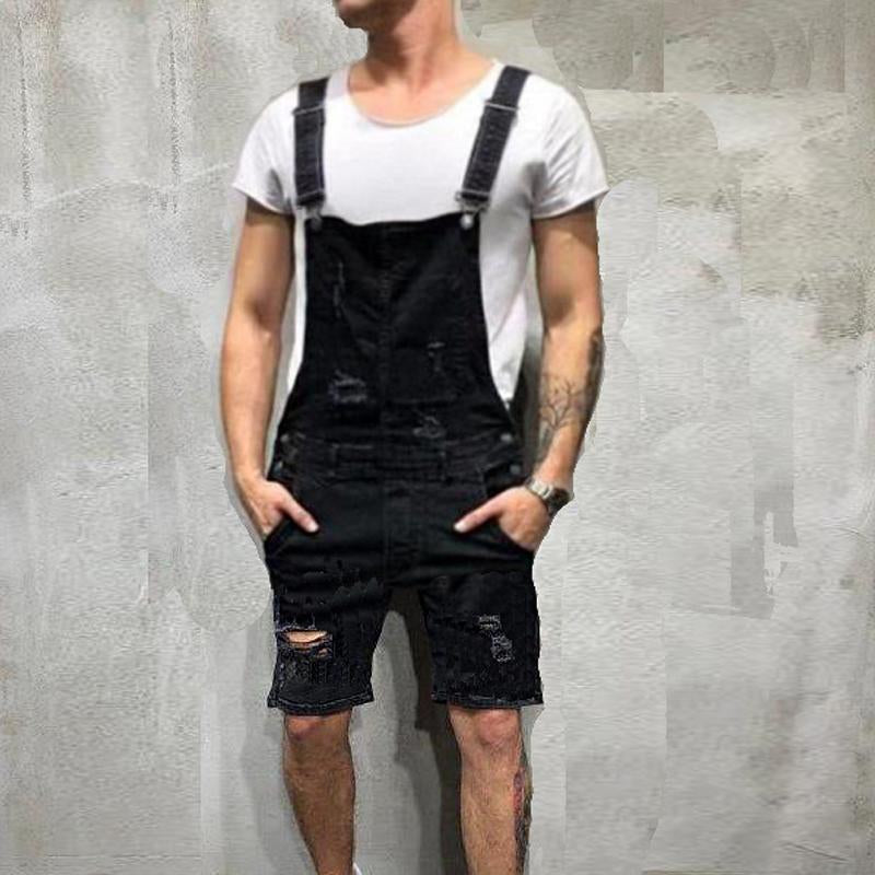 Men's Casual Ripped Denim Overalls 07964487Y