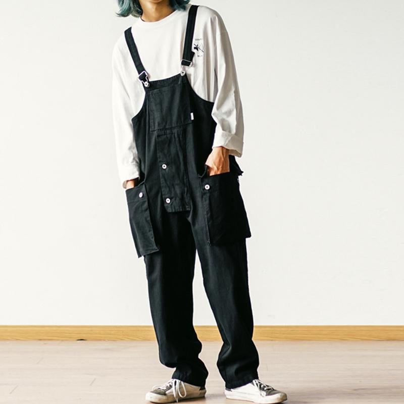 Men's Loose Solid Color Cargo Jumpsuits 54598527Y