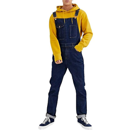 Men's Vintage Multi-Pocket Denim Overalls 88942737Y