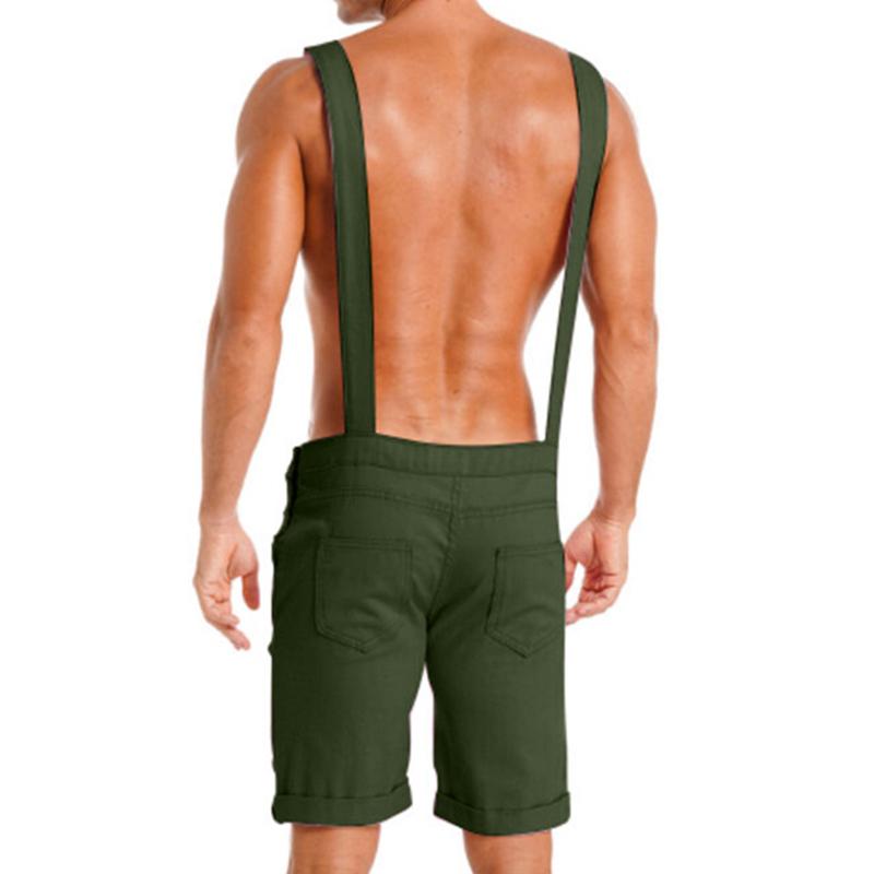 Men's Casual Solid Color Overalls Bib Shorts Jumpsuits 81220939Y
