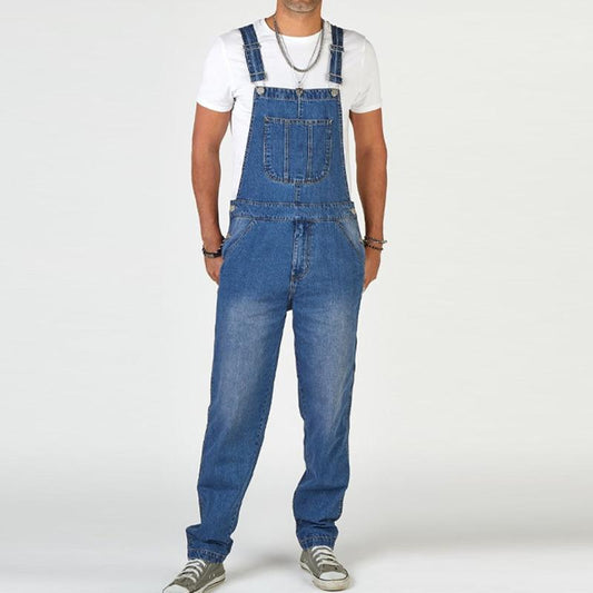 Men's Vintage Cargo Denim Overalls 07366728Y