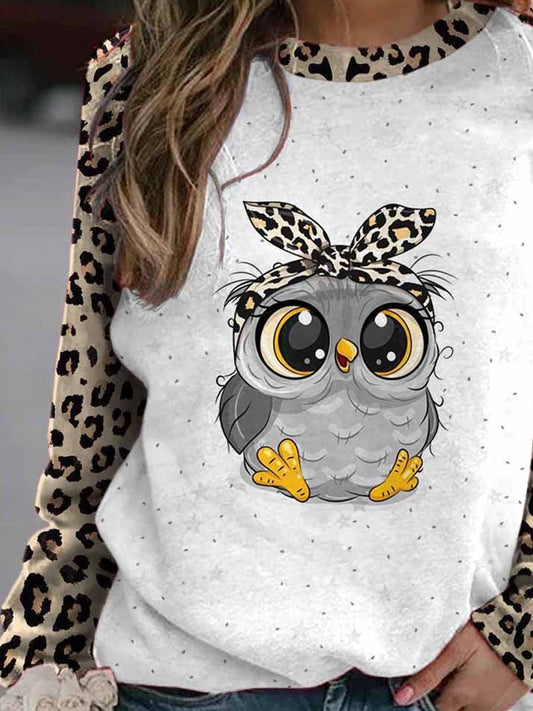 Women's Owl Print Casual Sweatshirt