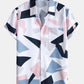 Geometric Print Button Up Shirt With Pocket & Short Length Swim Shorts