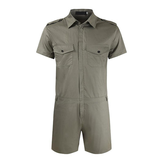 Men's Casual Zipper Short -Sleeved Jumpsuit 43179373Y