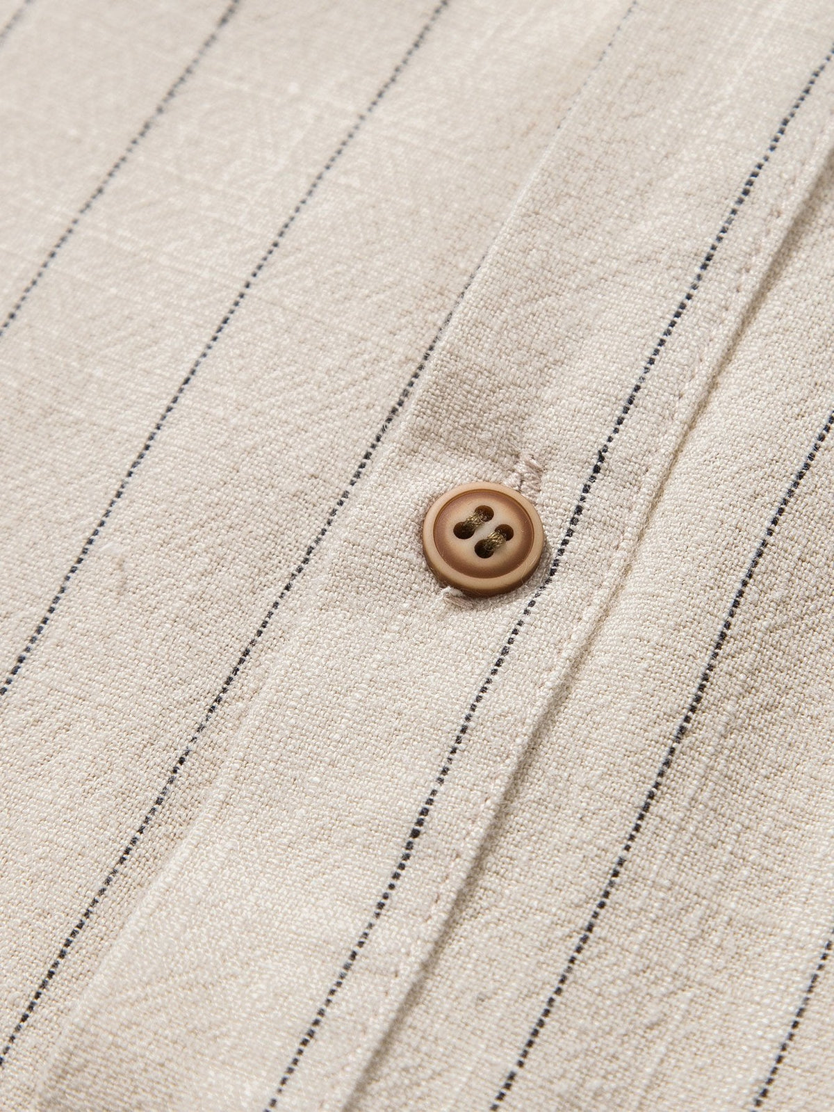 Linen Blend Striped Half Open Placket Henley Collar Shirt & Straight Leg Linen Pants
