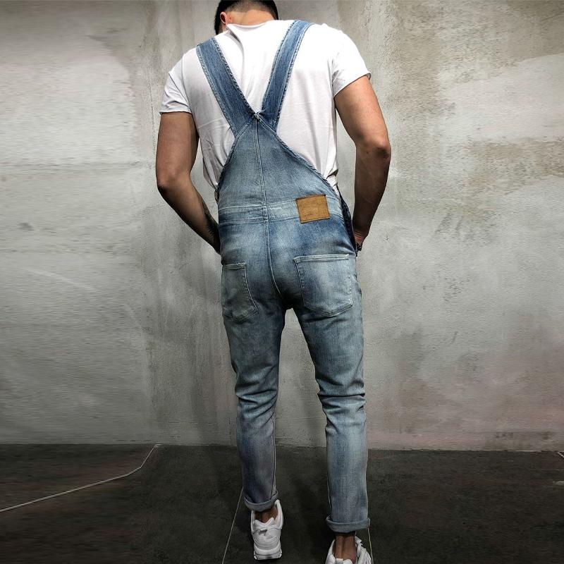 Men's Casual Ripped Denim Jumpsuit 71368667Y