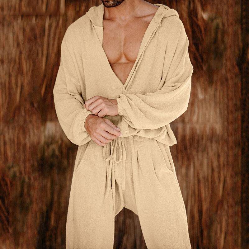 Men's Casual Solid Color Drawstring Jumpsuit 65181455Y