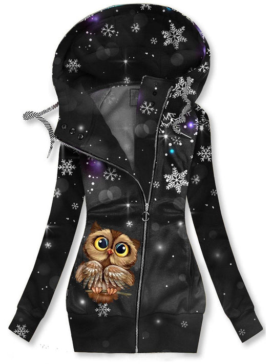 Women's Winter Vintage Owl Print Casual Sweatshirt