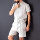 Men's Casual Solid Color Short Sleeve Jumpsuit 76516150Y