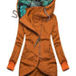 Women's Hooded Leaves Printing Zipper Long Sleeve Pocket Sweater Coat