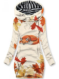 Women's Autumn And Winter Maple Leaves Cute Fox Casual Sweatshirt