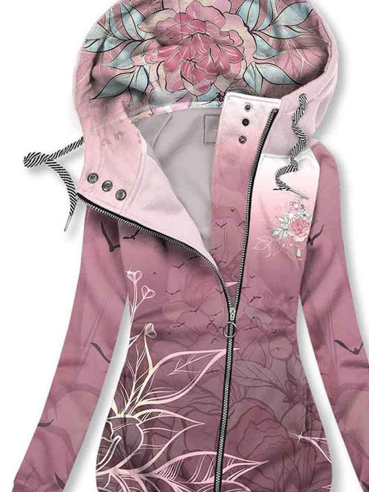 Women's Flower Art Print Sweatjacke
