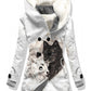 Women's Winter Wolf Pattern Casual Hooded Button Down Coat
