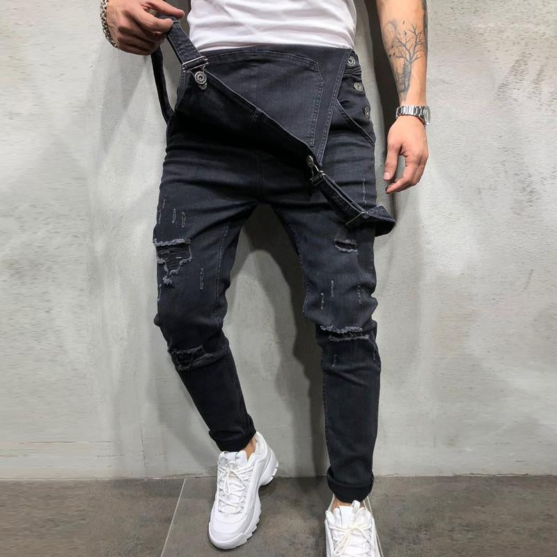 Men's Casual Ripped Denim Jumpsuit 71368667Y