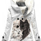 Women's Winter Wolf Pattern Casual Hooded Button Down Coat