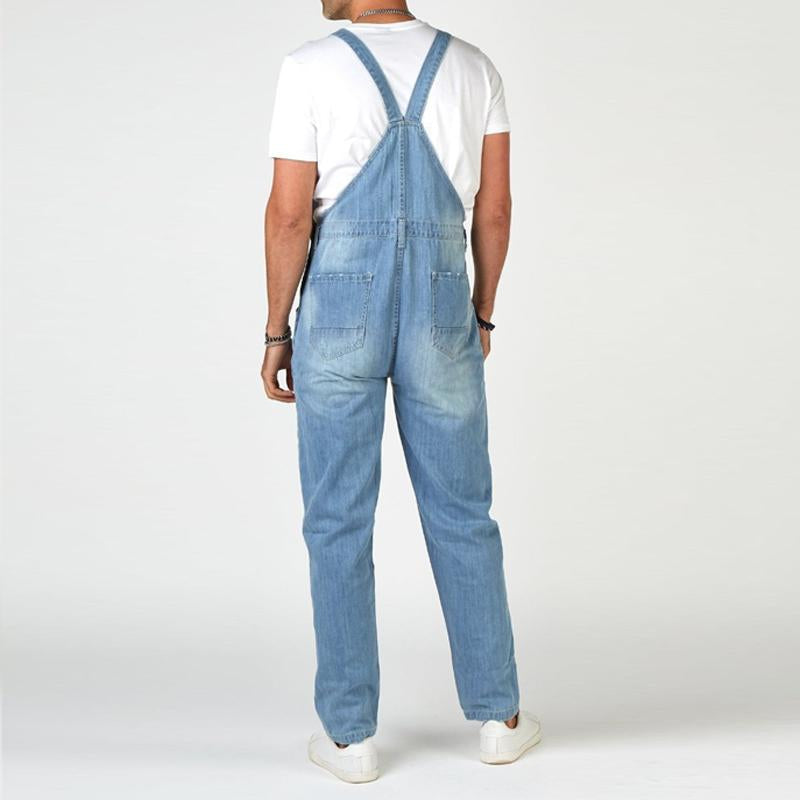 Men's Vintage Ripped Denim Overalls 13051552Y