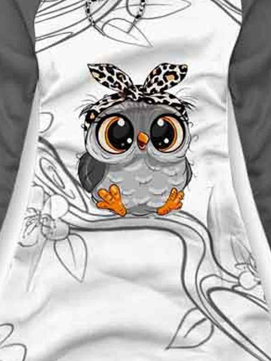 Women's Owl Art Print Sweatjacke