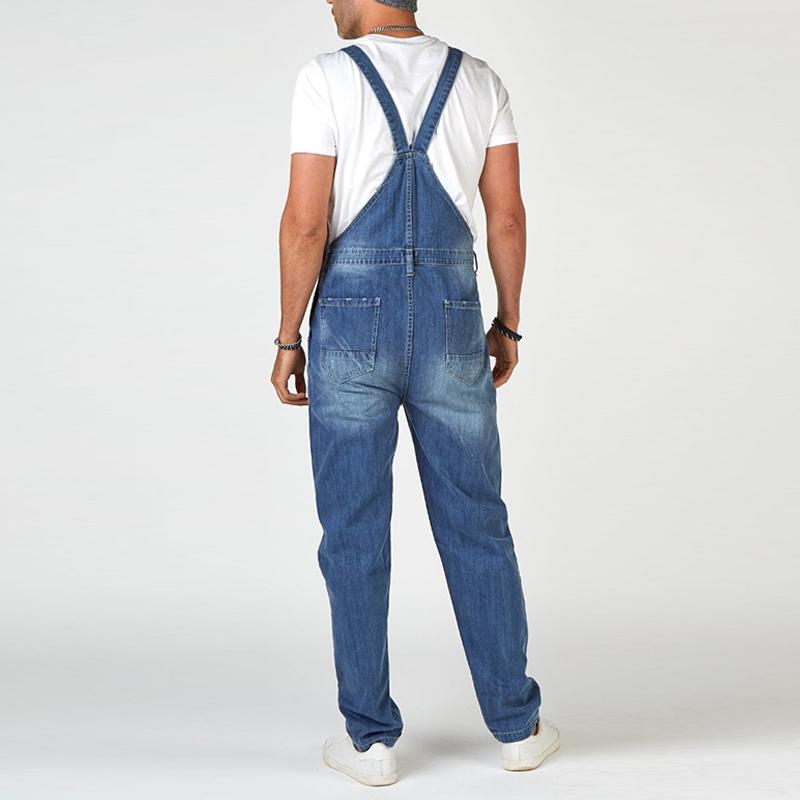 Men's Vintage Ripped High Waist Denim Overalls 61670124M