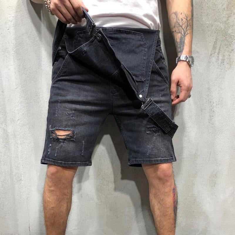 Men's Casual Ripped Denim Overalls 07964487Y
