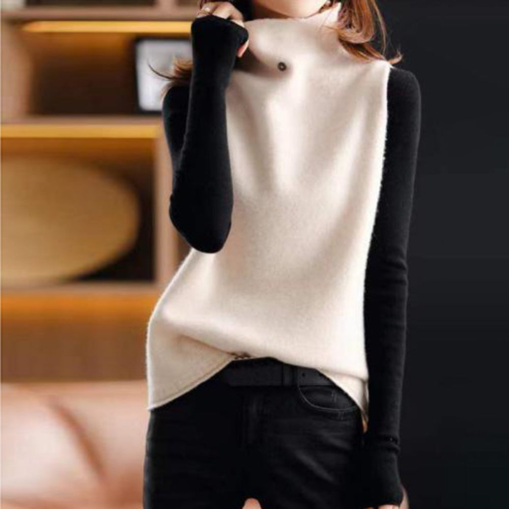 Comfy High Neck Color Block Sweater