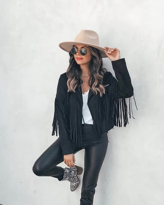 Black Tassle Suede Jacket