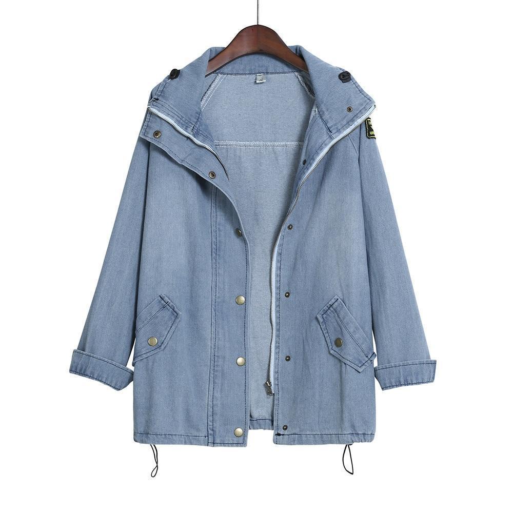 Women's Patchwork Hooded Denim Jacket For Winter