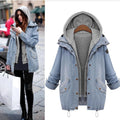 Women's Patchwork Hooded Denim Jacket For Winter