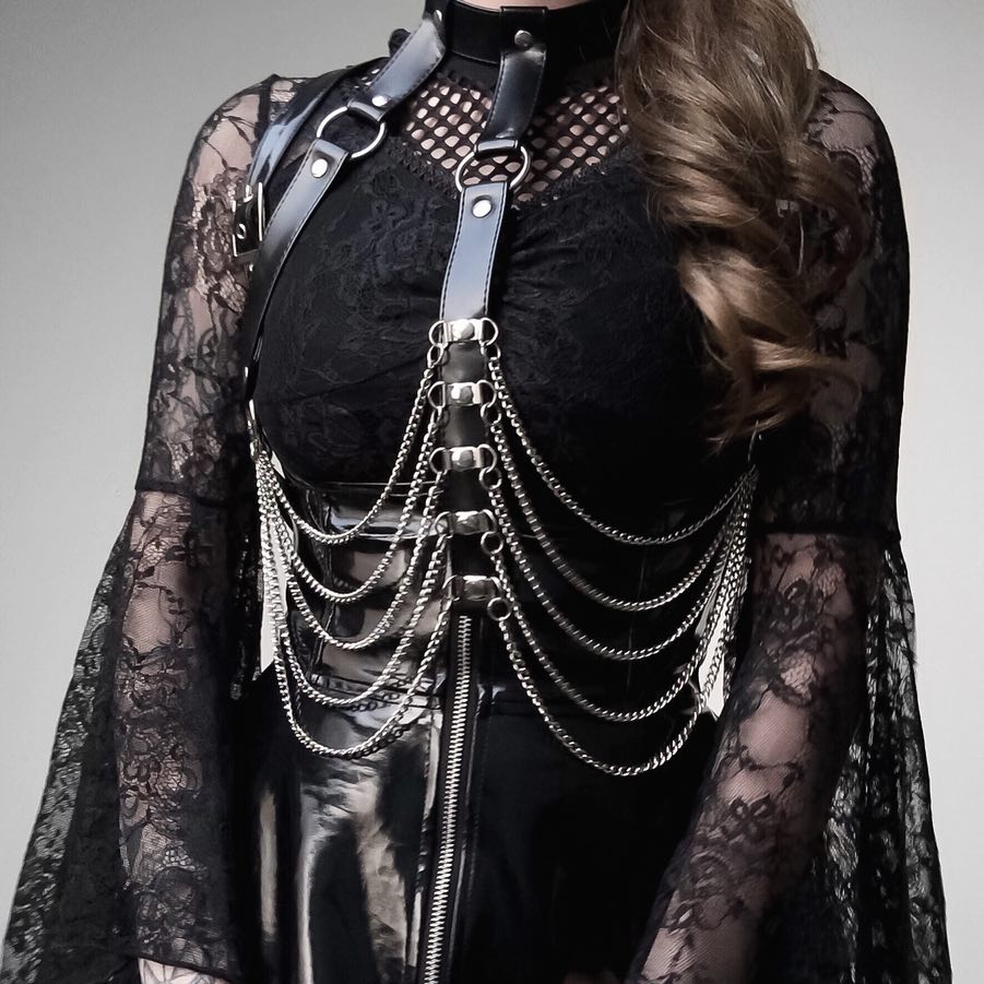 Goth Leather Chain Harness